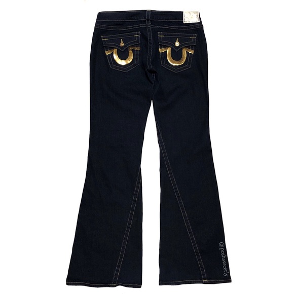 True Religion Denim - True Religion Gold Sequin Joey Flares